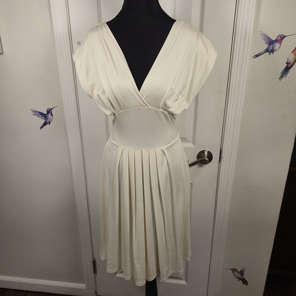 H&M Dresses & Skirts - ​H&M Ivory Pleated Deep V-Neck Wrap Effect Midi Bridal Party Holiday Dress US 8